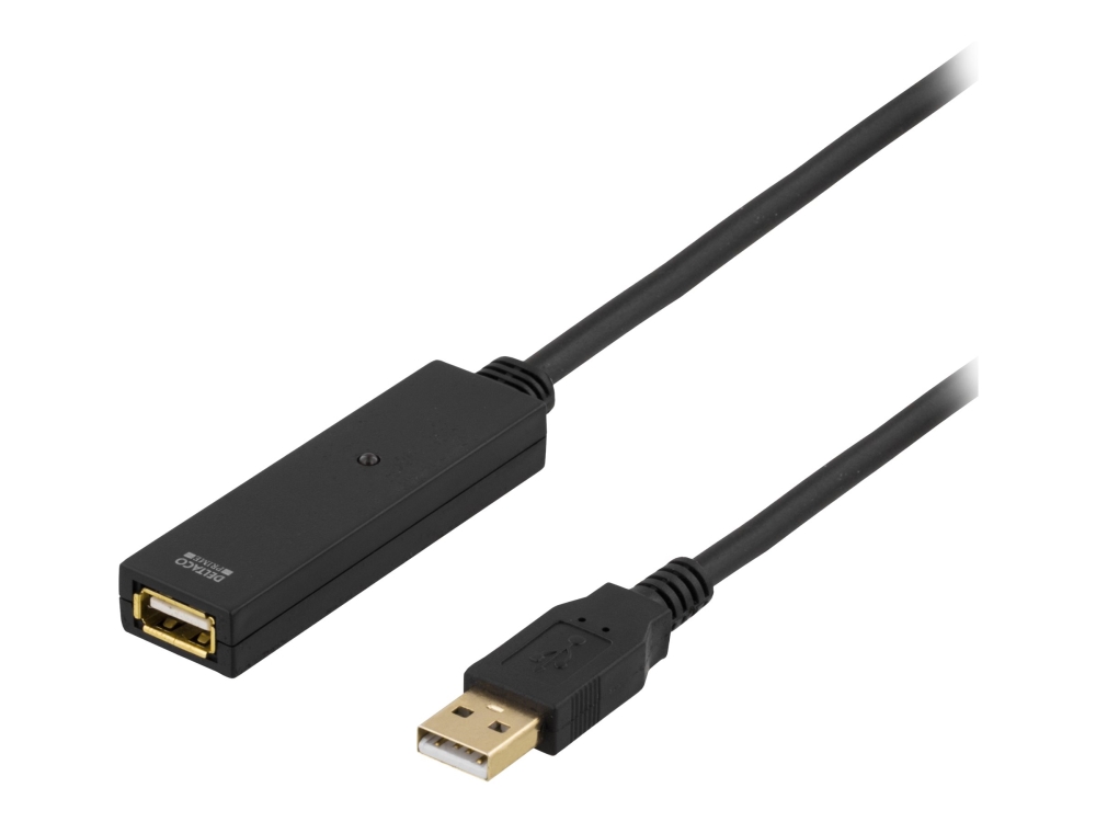 DELTACO USB2-EX20M - USB forlængerkabel USB (han) til USB (hun) - USB 2.0 - 20 m - aktiv