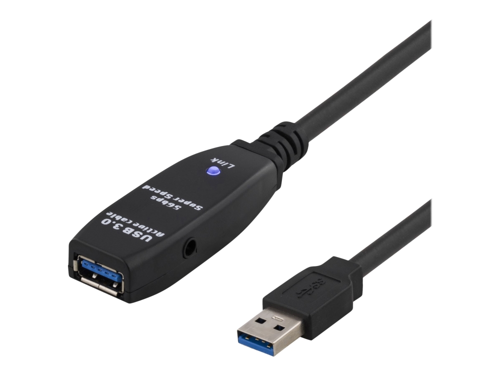 Deltaco Usb3-1001 - Usb Forlængerkabel - Usb Type A (Hun) Til Usb Type A (Han) - Usb 3.0 - 3 M - Aktiv - Sort