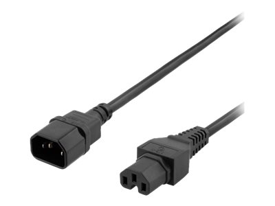 Deltaco Del-116B - Verlängerungskabel Für Strom - Iec 60320 C15 Auf Iec 60320 C14 - 250 V - 10 A - 2 M - Schwarz
