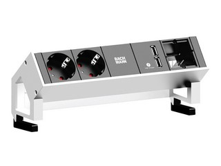 Bachmann Desk 2, 0,2 M, Aluminium, Sort, Hvid, 2 Ac Stikkontakt(Er), 239,2 Mm