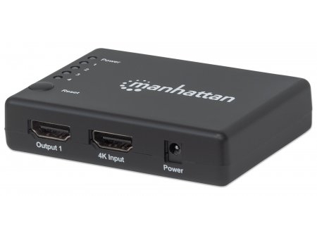 Manhattan 4K Kompakter 4-Port Hdmi-Splitter, 4K@30Hz, Stromversorgung Über Netzteil, Schwarz, Hdmi, 4X Hdmi, 4096 X 2160 Pixel, Schwarz, Kunststoff,