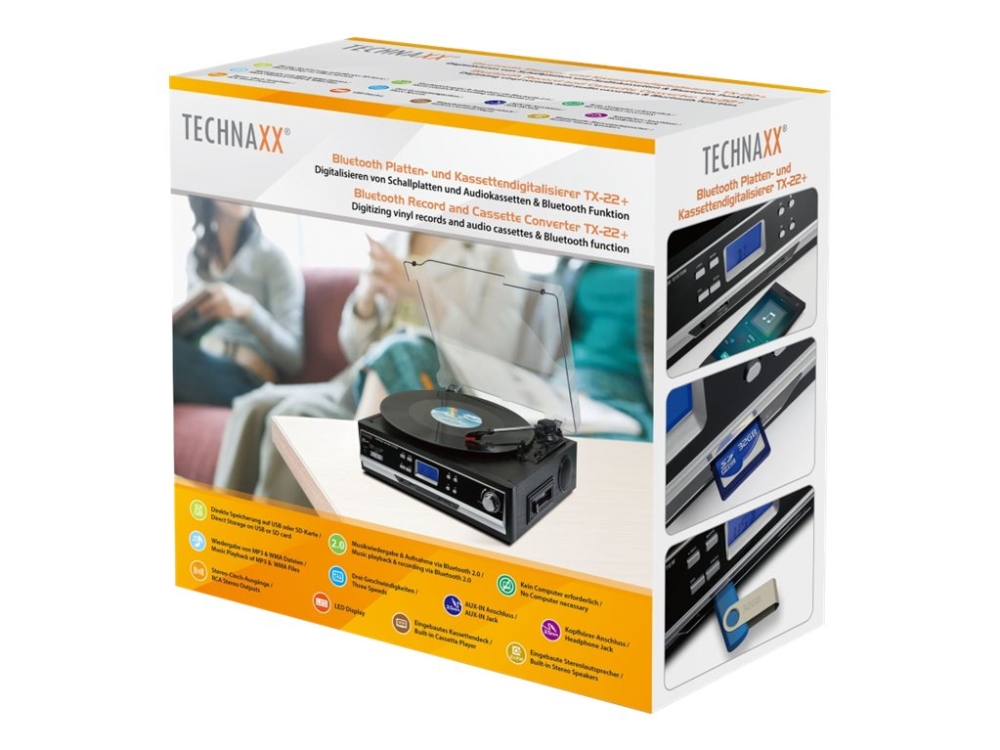 TECHNAXX TX-22+ - audio system - Pladespiller Sort