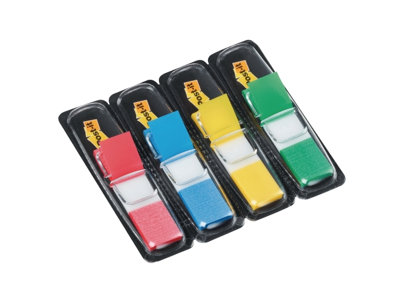 Indeksfaner, Post-it, lille, 4 assorterede farver, 4 blokke a 35 ark