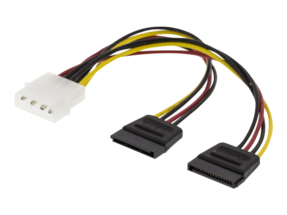 Deltaco Sata-S3, Stecker/Buchse, Molex (4-Pin), 2 X Sata 15-Pin, Sata I