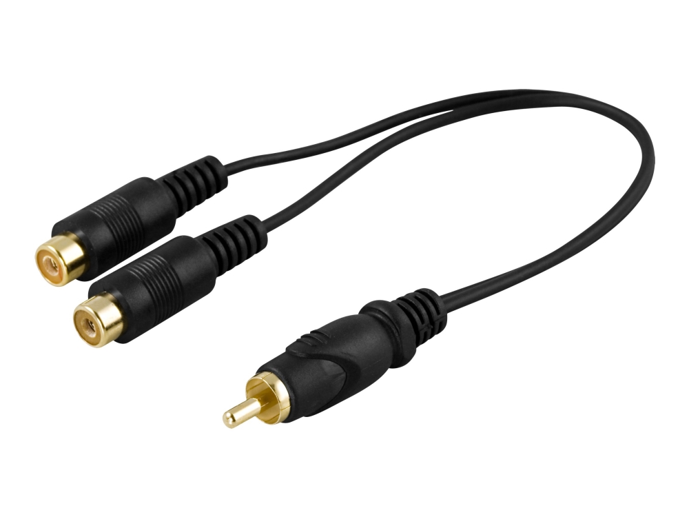 DELTACO - Linjedelare för video - RCA (hane) till RCA (hona) - 15 cm - svart - formpressad | Datortillbehör - Kablar & adaptrar - Ljudkablar | GameStuff