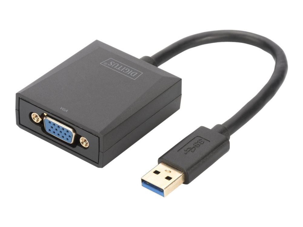 DIGITUS USB 3.0 to VGA Adapter - Extern videoadapter - USB 3.0 - VGA - svart | Datorkomponenter - Grafikkort & Tilbehör - USB-grafikkort | GameStuff