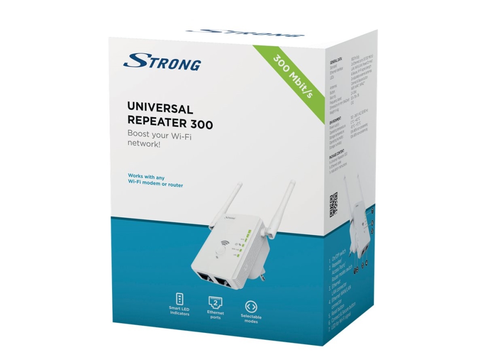 Strong Universal Repeater 300 - V2 - räckviddsökare för wifi - Wi-Fi - 2.4 GHz | Datortillbehör - Nätverk - Routrar & Firewalls | GameStuff
