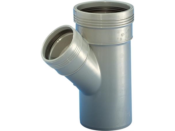 Wavin PP grenrør 45 grader Ø 50-50 mm grå | Gråa dräneringsrör | GameStuff