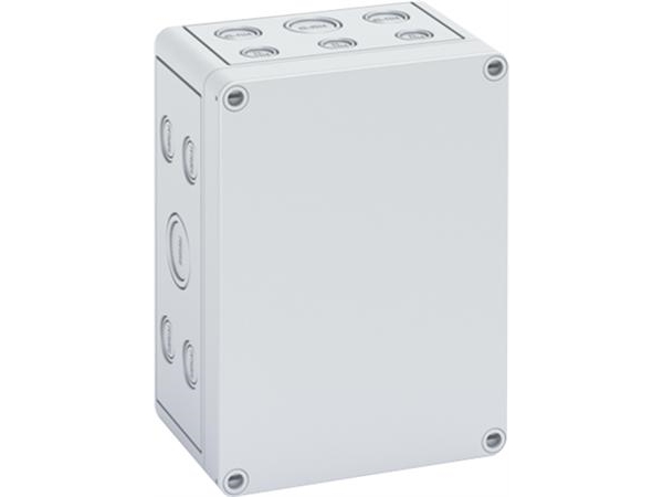 Montagebox Tk Ps, Polystyrol, Hxbxt 180 X 130 X 90 Mm, Ral7035, Grauer Deckel, Flacher Boden, Ip66, Leer, Halogenfrei, Mit Ausbruchblenden