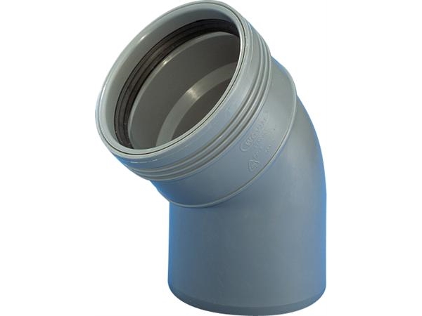 Wavin PP bøjning 45 grader Ø 75 mm grå | Gråa dräneringsrör | GameStuff