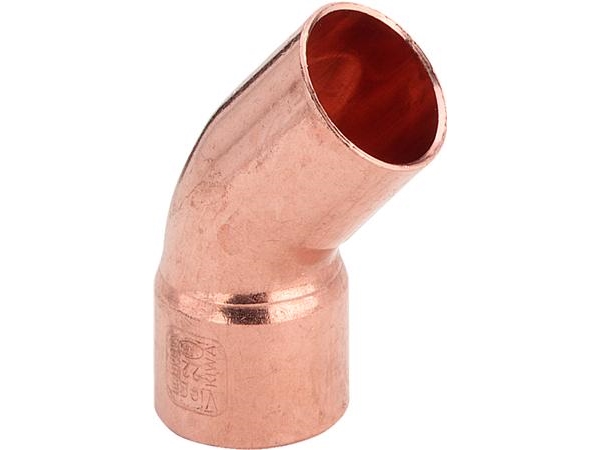 SANHA Kobbernippel bue 5040 45° 15mm (1504015)