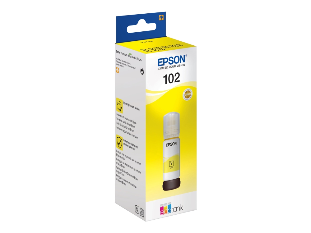Epson 102 Ecotank Yellow Ink Bottle, Original, Gelb, Epson, - Ecotank Et-4750 - Ecotank Et-3750 - Ecotank Et-3700 - Ecotank Et-2750 - Ecotank Et-2700