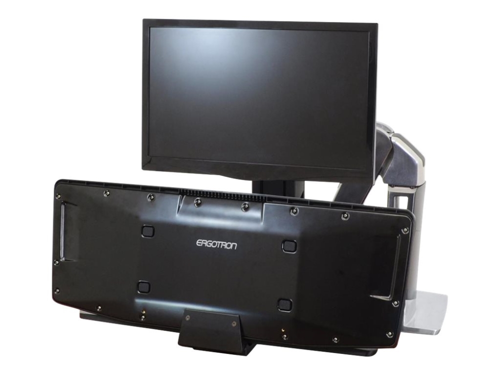 Ergotron WorkFit-A Single LD Workstation With Worksurface - Stående skrivebordsomformer - poleret aluminium, sort
