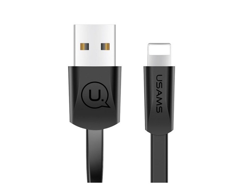 Usams Usb Cable Usams U2 Lightning Flat Cable 1.2M Black/Black Sj199ip01 Iphone 5/6/7/8/X (Us-Sj199)