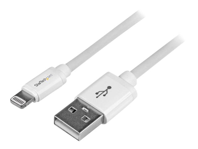 Startech 2m (6ft) Long White Apple 8-pin Lightning Connector to USB Cable for iPhone / iPod / iPad - Charge and Sync Cable (USBLT2MW) - Lightning-kabel - Lightning han til USB han - 2 m - dobbelt afskærmet - hvid - for P/N: KITBXAVHDPEU, KITBXAVHDPNA, KITBXAVHDPUK, KITBXDOCKPEU, KITBXDOCKPUK, KITBZDOCK