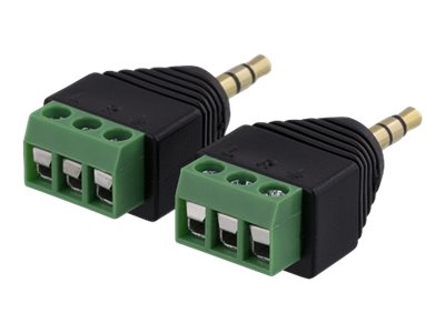 Deltaco Tbl-1007 - Lydstik - 3 Pin Terminal Blok Til Mini-Phone Stereo 3.5 Mm Han - Sort (Pakke Med 2)