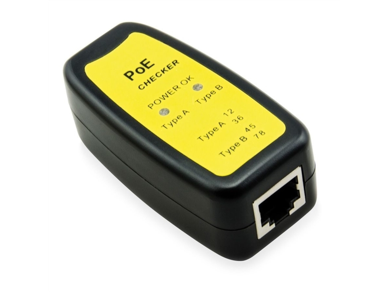 Value 13993009, Poe Tester, Rj-45, Poe Testing, Sort, Gul, Ieee 802.3Af