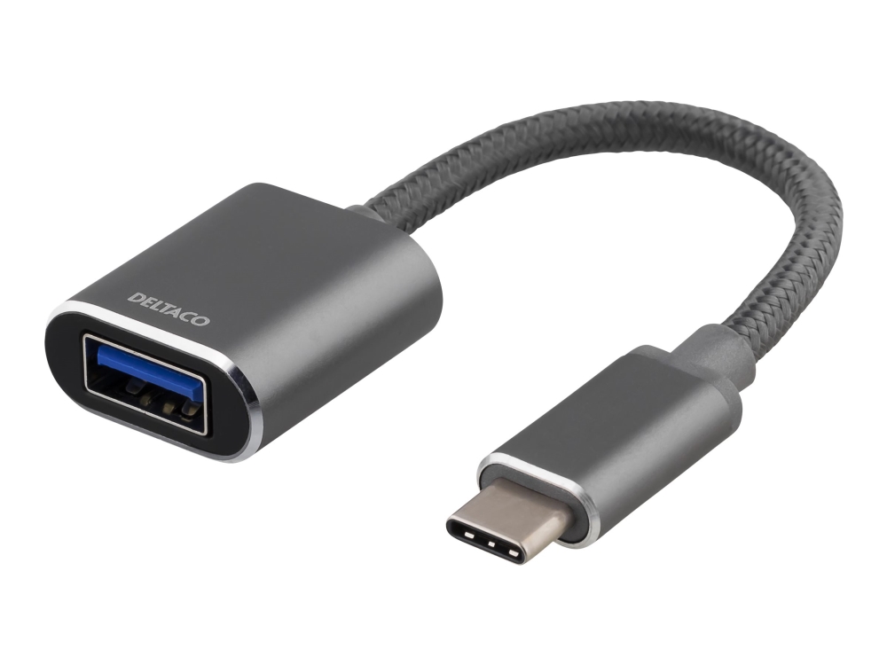 Deltaco - Usb-Adapter - Usb-C (Han) Til Usb Typ A (Hun) - Usb 3.1 Gen1 Otg - 3 A - 11 Cm - Space Grey