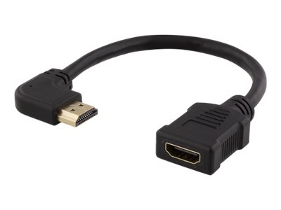 Deltaco Hdmi-21D - Hdmi-Adapter - Hdmi-Buchse Auf Hdmi-Stecker Rechtwinklig - 20 Cm - Schwarz