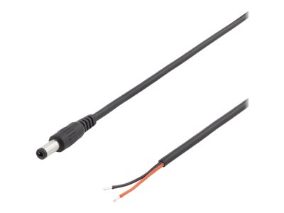 5.5X2.1Mm Dc To Open Ended Wire, 2M, 20Awg, Black