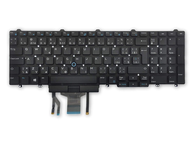 Dell Dual Pointing - Notebooks Udskiftningstastatur - Med Pegepind - Bagbelyst - Qwerty - Dansk