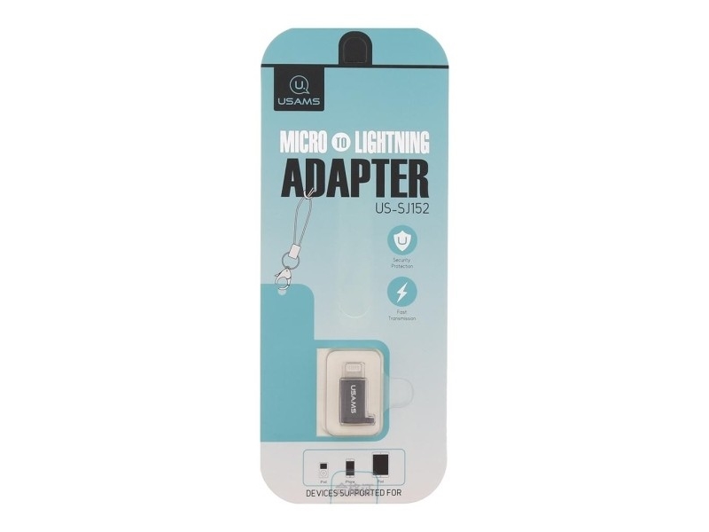 Adapter Usb Usams Adapter Us-Sj152 Mircousb - Lightning Ze Smyczą, Czarny-Sj152ml01