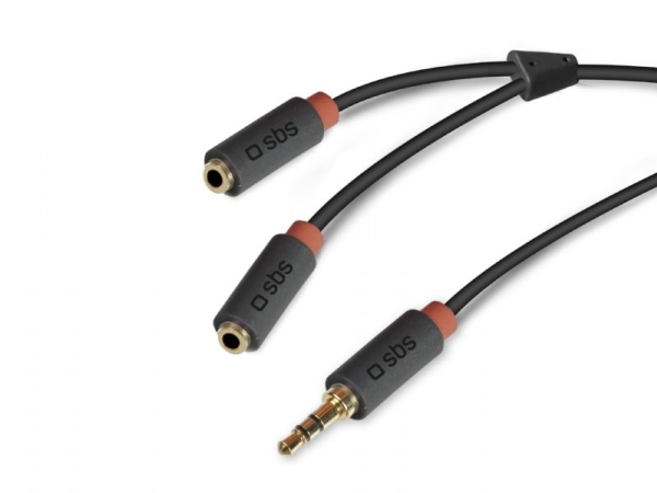 Sbs Tecablesplitter, 3.5Mm, Männlich, 2 X 3.5Mm, Weiblich, 0,2 M, Schwarz