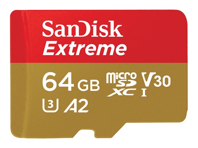 Sandisk Extreme - Flash-Speicherkarte (Microsdxc-Zu-Sd-Adapter Enthalten) - 64 Gb - A2 / Video Klasse V30 / Uhs-I U3 / Klasse10 - Microsdxc Uhs-I