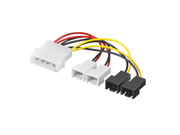 Pro Power cable/adapter for PC fans 5.25 inch male to fan 2x 12 V/2x 5 V