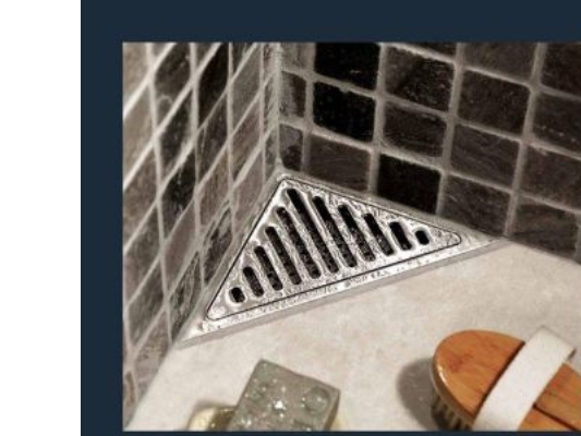 Unidrain Sampak Corner - Typ 2011. 10 Mm Rahmen. Säulenrost Und 75 Mm Vertikales Ablaufgehäuse