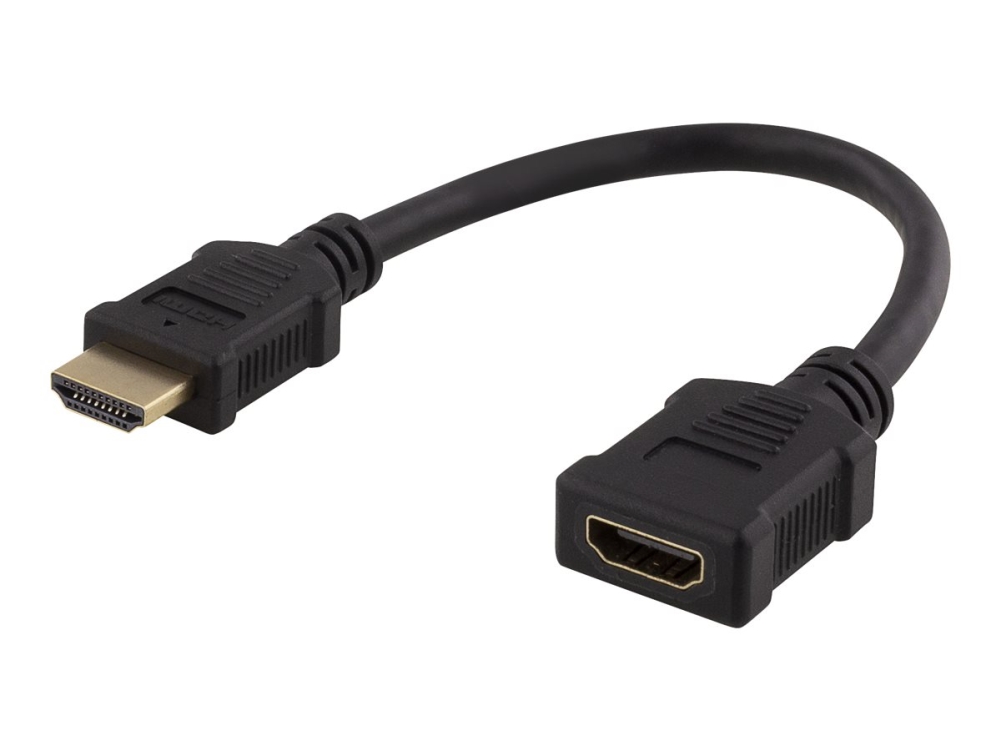 DELTACO HDMI-21F - HDMI-förlängningsadapter - HDMI hona till HDMI hane - 20 cm - svart | Datortillbehör - Kablar & adaptrar - Bildkablar | GameStuff