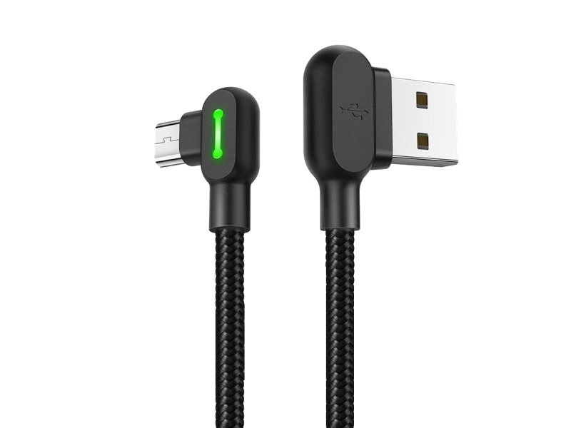 Usb-Zu-Micro-Usb-Winkelkabel Mcdodo Ca-5280 Led, 1,2M (Schwarz)