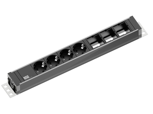 Bachmann 922.0071, 3 M, Indendørs, Type F (Cee 7/4), Aluminium, Plast, Anthracit, Sølv, 4 Ac Stikkontakt(Er)