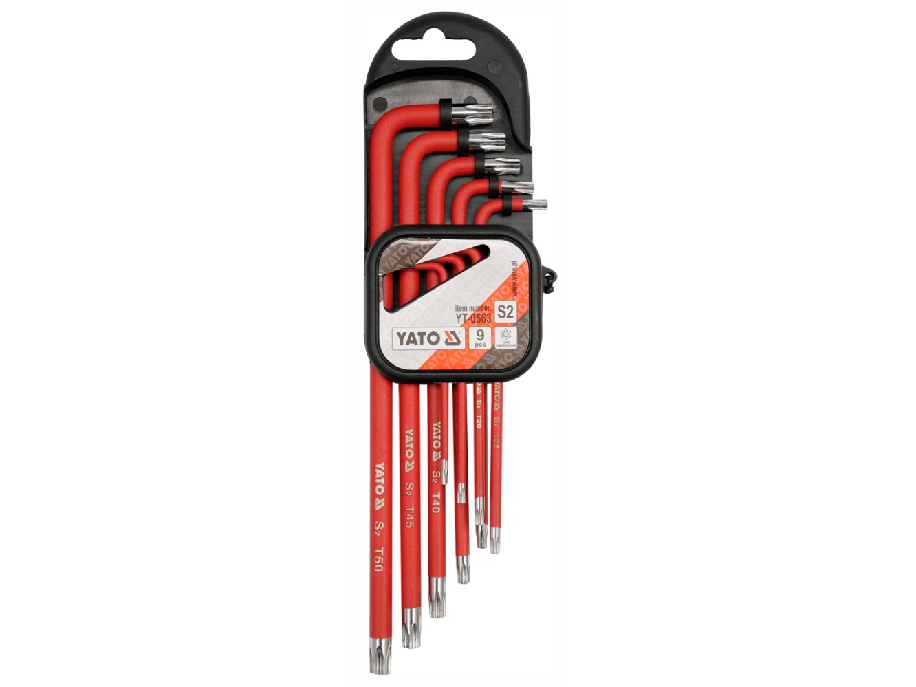 Yato Yt-0563, L-Torx Nøgle, T10, T15, T20, T25, T27, T30, T40, T45, T50, Rød, 9 Stk