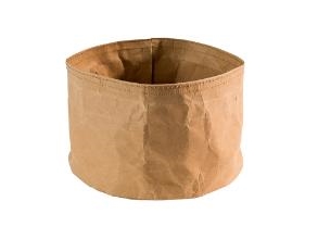 Brødkurv Ø17x11 cm Kraftg foldbar papirspose Læderlook Brun,stk