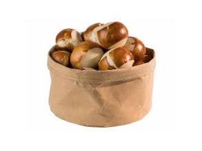 Brødkurv Ø20x13 cm Kraftg foldbar papirspose Læderlook Brun,stk