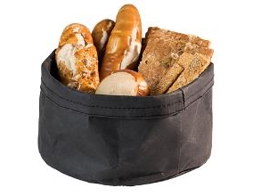 Brødkurv Ø20x13 cm Kraftg foldbar papirspose Læderlook Sort,stk