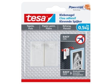 Tesa 77772-00500-00, Indoor, Bildhaken, Weiß, Kunststoff, Klebestreifen, 0,5 Kg