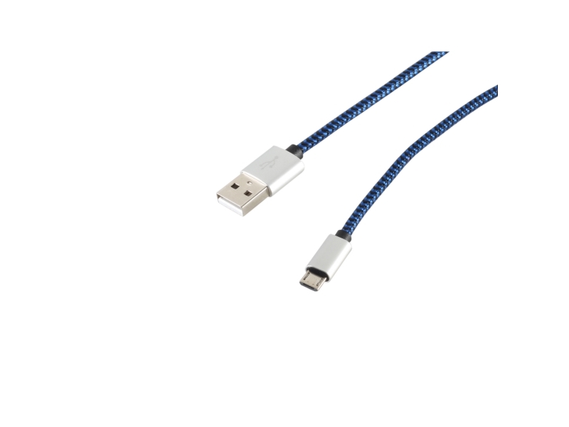 S/CONN 14-50020, 0,9 m, USB A, Micro-USB B, USB 2.0, 0,48 Gbit/s, Blå | Datortillbehör - Kablar & adaptrar - Datakablar | GameStuff