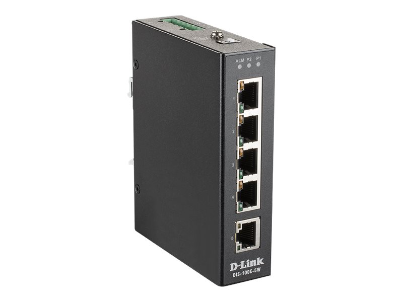 D-Link Dis-100E-5W, Unmanaged, L2, Fast Ethernet (10/100), Vollduplex, Rack-Einbau, Wandmontage