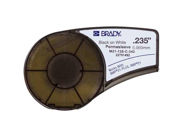 Brady Bmp21-Plus Series, Permasleeve Polyolefin-Schrumpfschläuche Zur Kabelkennzeichnung, Schwarz, Weiß, Polyolefin, Wärmeübertragung, Matte, Rechtec