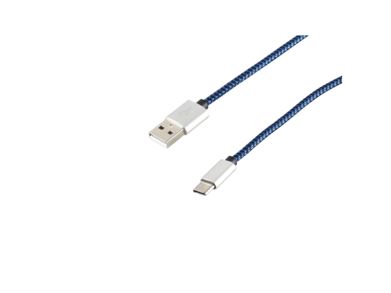 Usb-Opladerkabel Usb-A-Stecker &Gt Usb Typ C Stecker Nylon Blau 0.9M