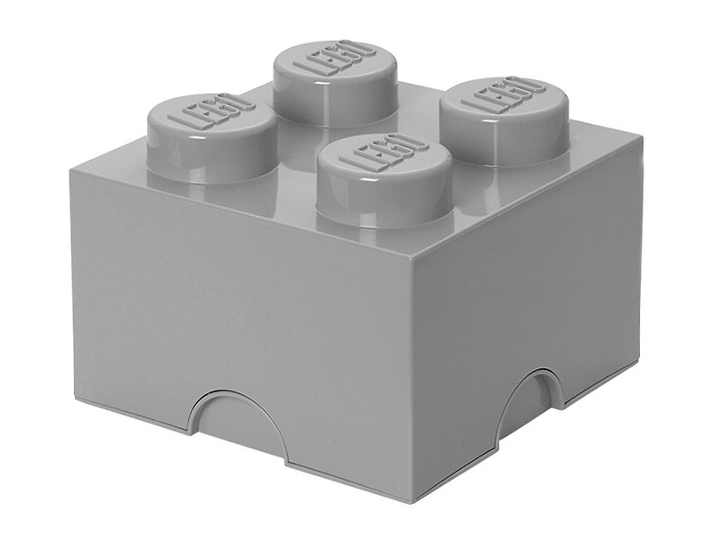 Lego Storage Opbevaringsboks - 4 Knopper - Lysegrå