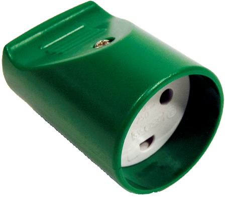 Schlagfestes Verlängerungskabel, Ohne Erdung, 16A 250V Ip20, Polycarbonat - Farbe Grün