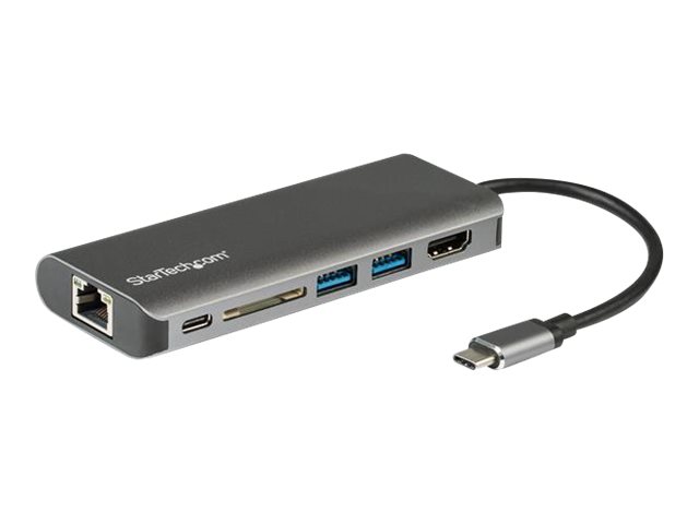 Startech.Com Usb C Multiport Adapter Mit 4K Hdmi - Usb-C Reisedock Mit 4K Hdmi, 3X Usb 3.0 Hub, Sd/Sdhc Kartenleser, Gbe, 60W Pd 3.0 Pass-Through - U