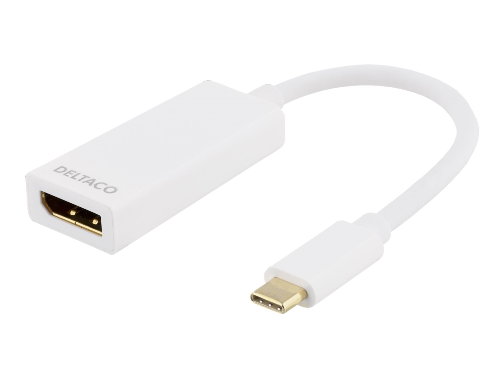 DELTACO USBC-DP1 - Ekstern videoadapter - USB-C 3.1 - DisplayPort - hvid