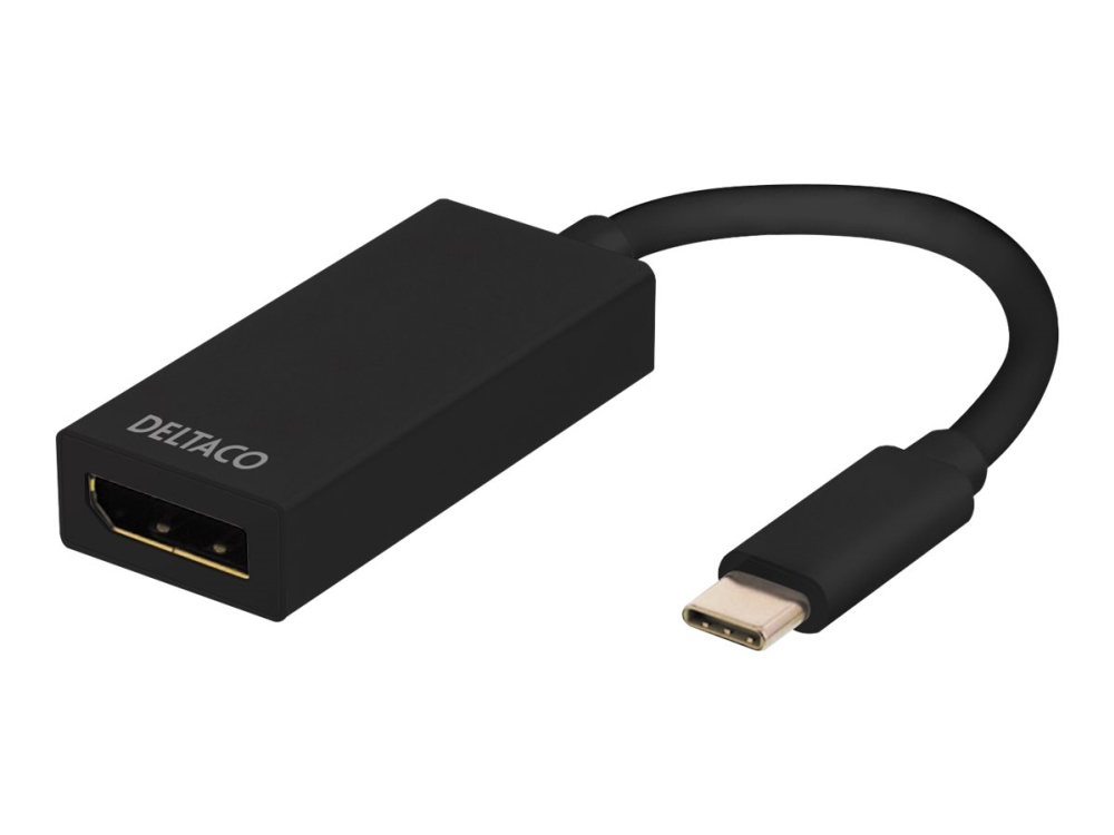 DELTACO USBC-DP - Extern videoadapter - USB-C 3.1 - DisplayPort - svart | Datorkomponenter - Grafikkort & Tilbehör - USB-grafikkort | GameStuff