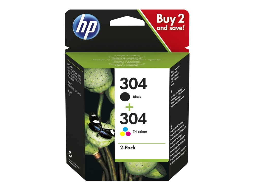 Hp 304 (3Jb05ae) Original Tintenpatronen 2Er-Pack Kompatibilität: Hp Deskjet 3000Er / 2000Er Serie, Hp Envy 5000Er Serie