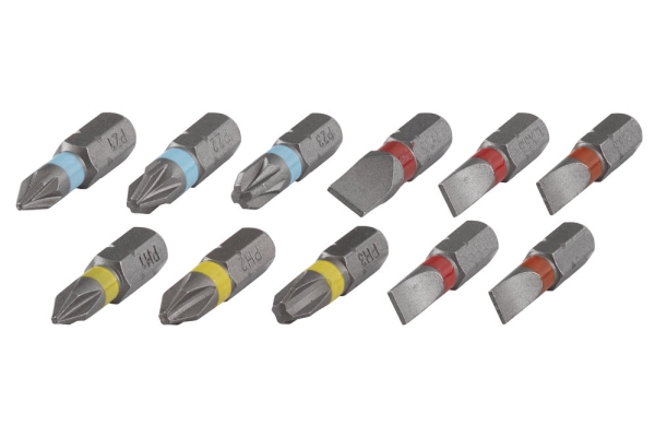 Wolfcraft 2445000 Bit-Set 12-Teilig Phillips, Phillips Kreuzschlitz, Pozidriv Kreuzschlitz