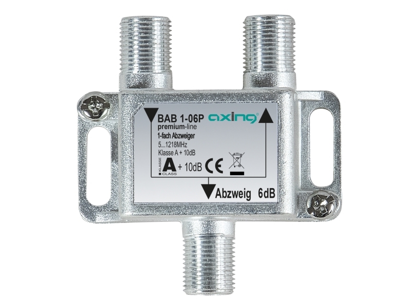Axing Bab 1-06P, Kabelfordeler, 5 - 1218 Mhz, Grå, A, 6 Db, F